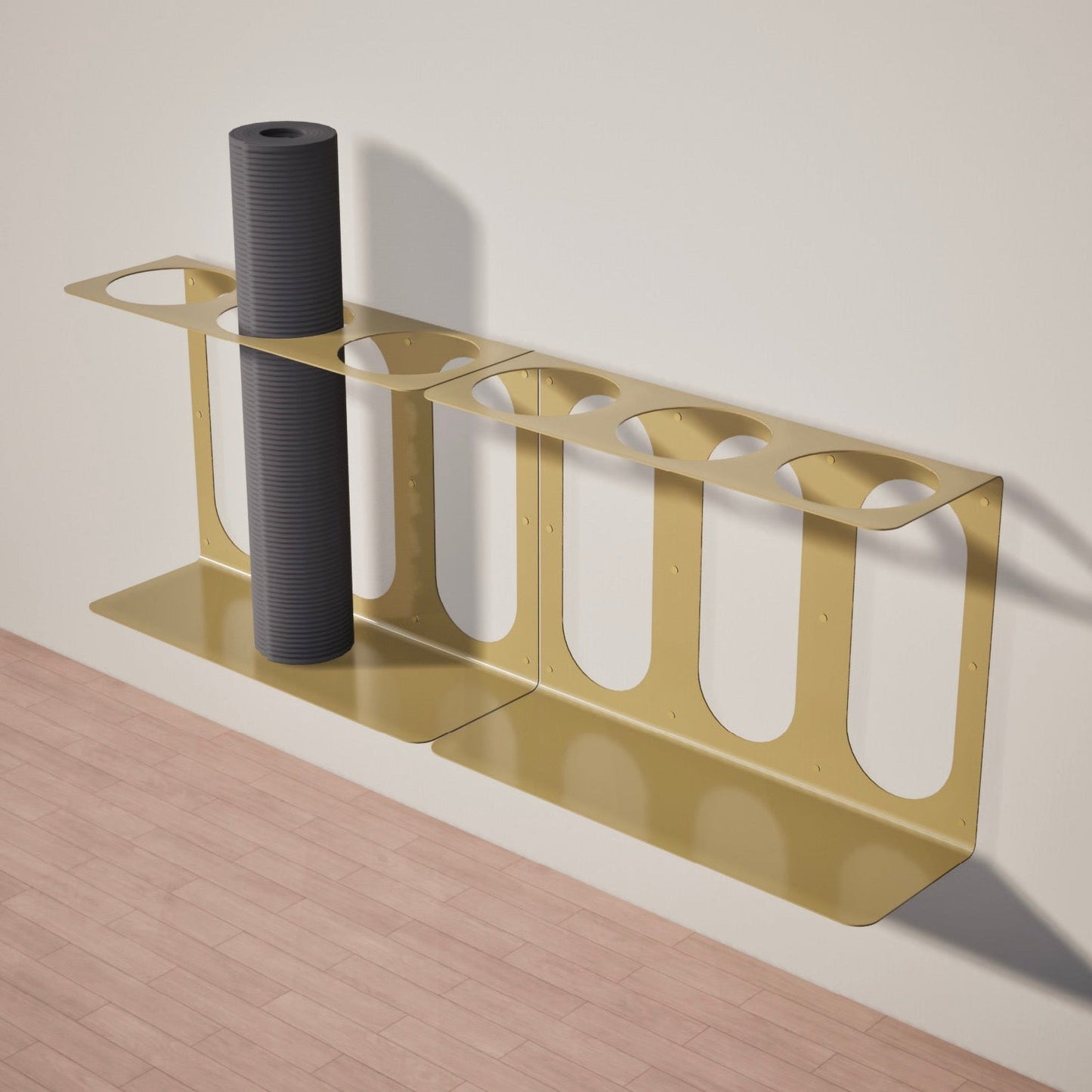 Yoke Yoga Mat Wall Bracket | Holds 3 Mats/Rollers Gold Together on Wall