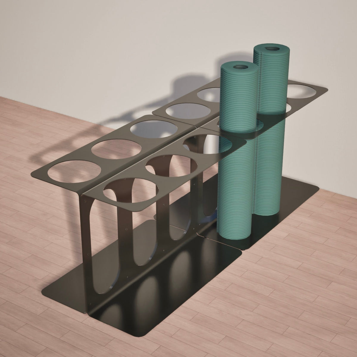 Two Yoke Yoga Mat Floor Stands in Black