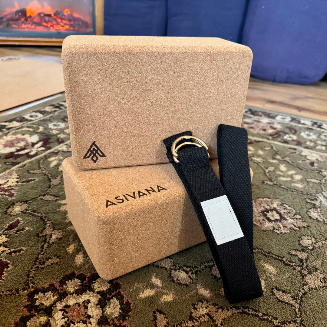 Basic Yoga Studio Block and Strap Kit (Onyx Strap)