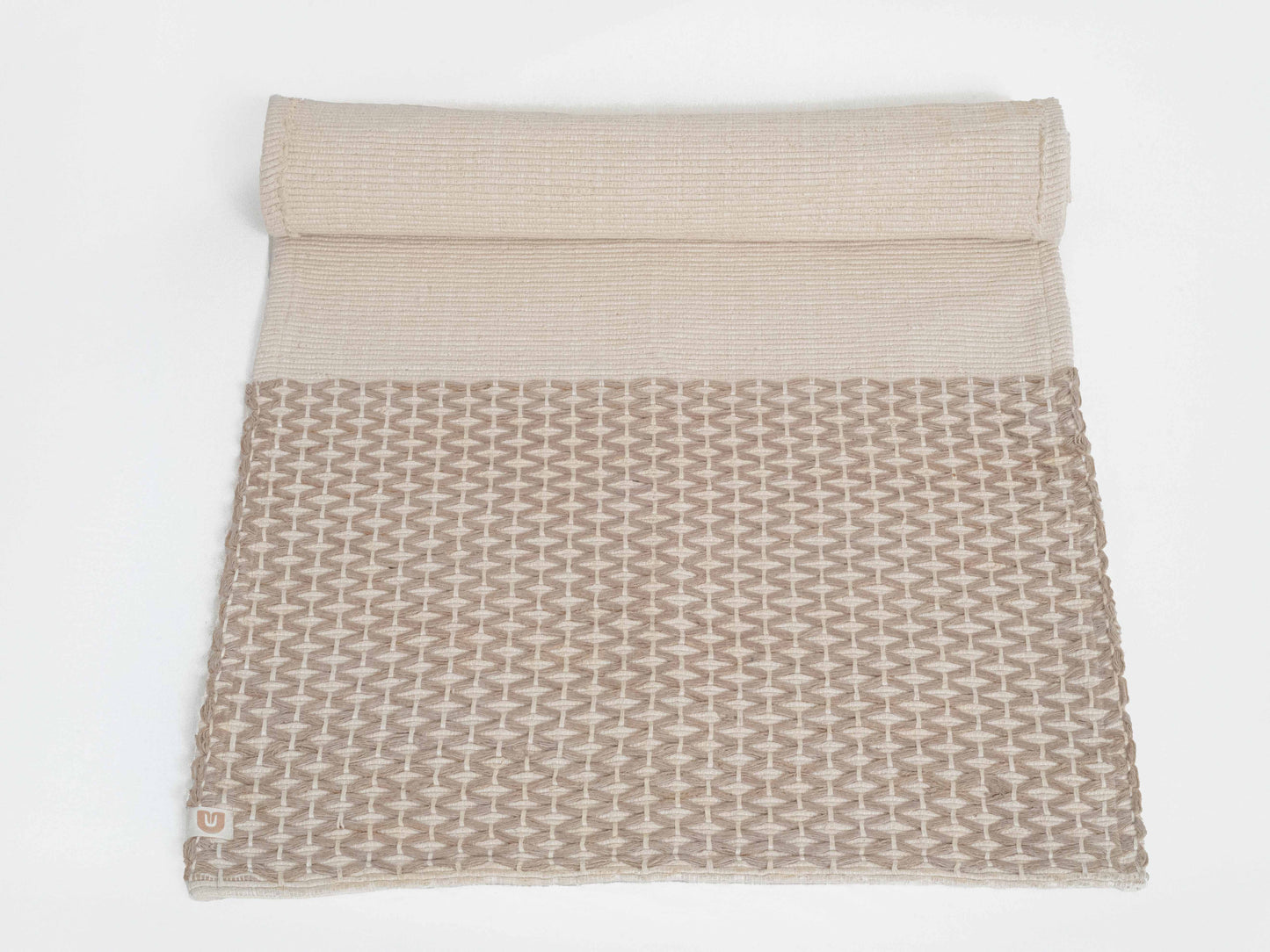 Clay & Cream Diamond Yoga Mat Rolled