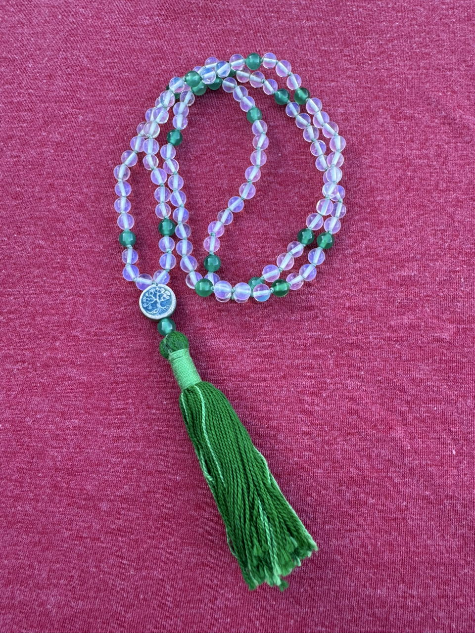 Clear Quartz and Green Onyx 6mm Mala Prayer Beads