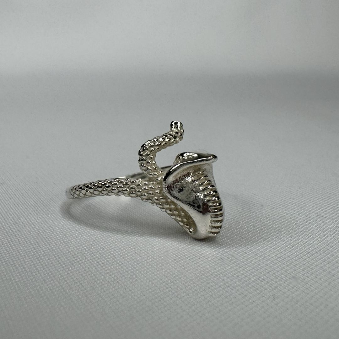 Cobra Ring Sterling Silver with Rhodium Plating