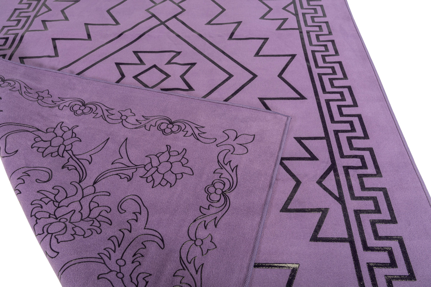 Double Grip Chamois Yoga Mat Towel Purple Sides