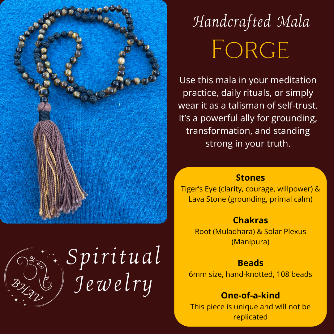 Forge - Tigers Eye and Lava Stone 6mm Mala Prayer Beads