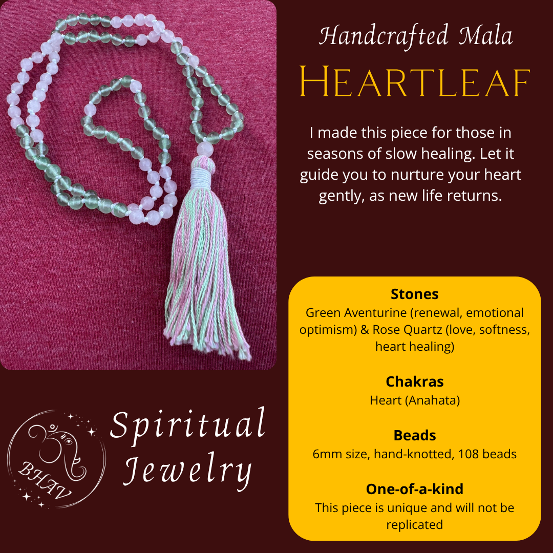 Heartleaf - Rose Quartz and Green Aventurine 6mm Mala Prayer Beads