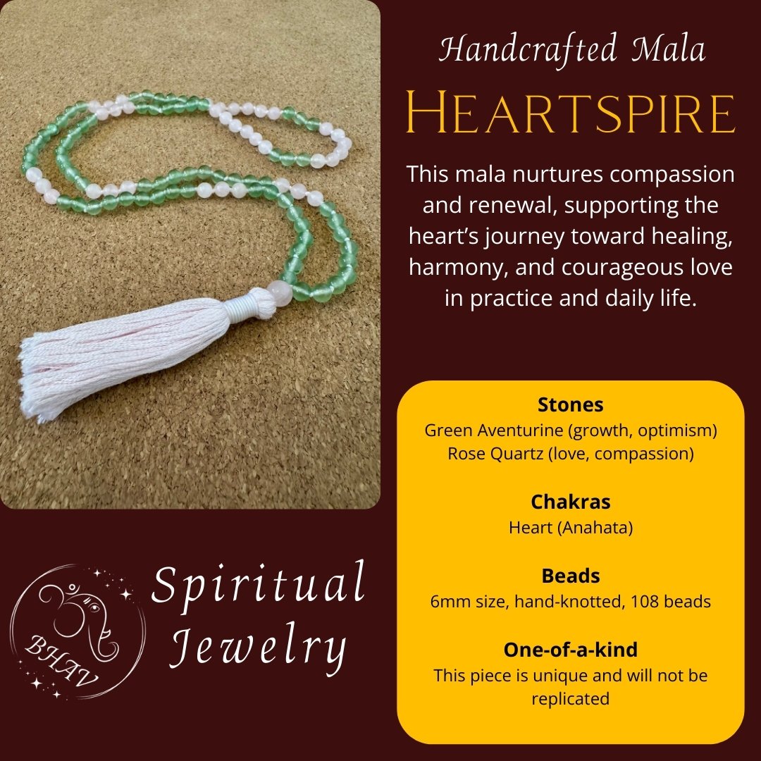 Heartspire - Green Aventurine & Rose Quartz 6mm Handcrafted Mala