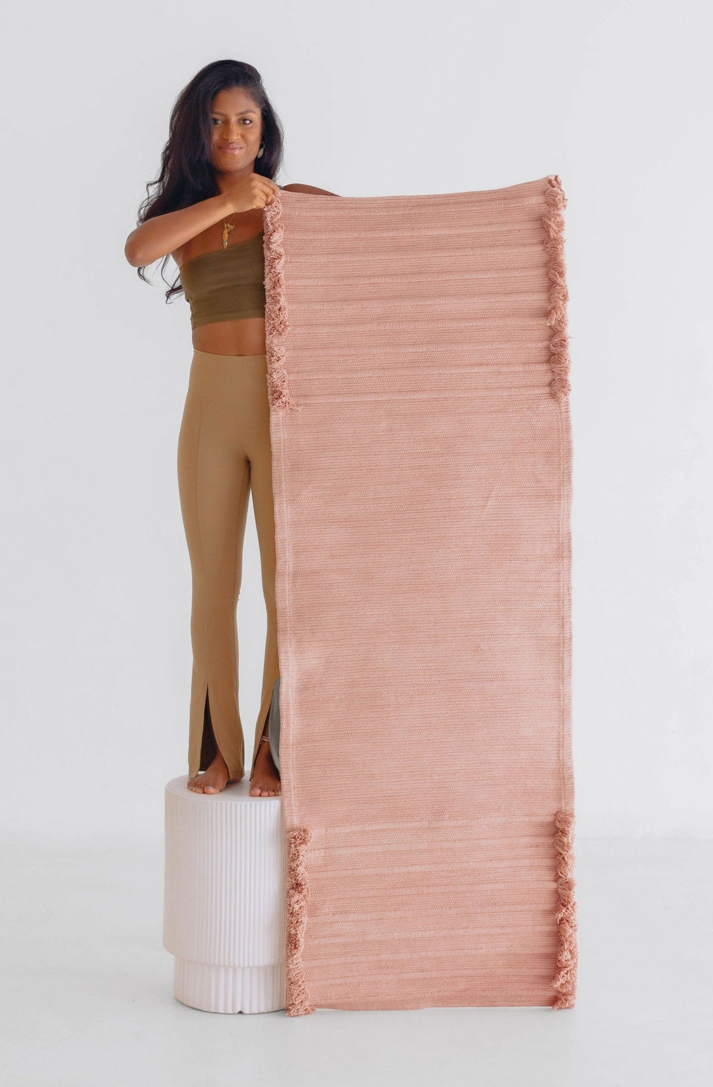 Herbal Cotton Yoga Rug – Rose Quartz