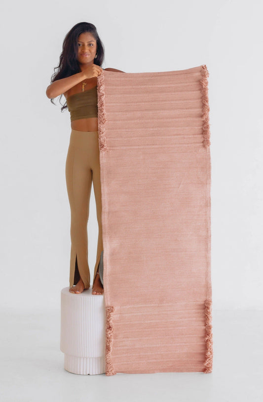 Herbal Cotton Yoga Rug – Rose Quartz