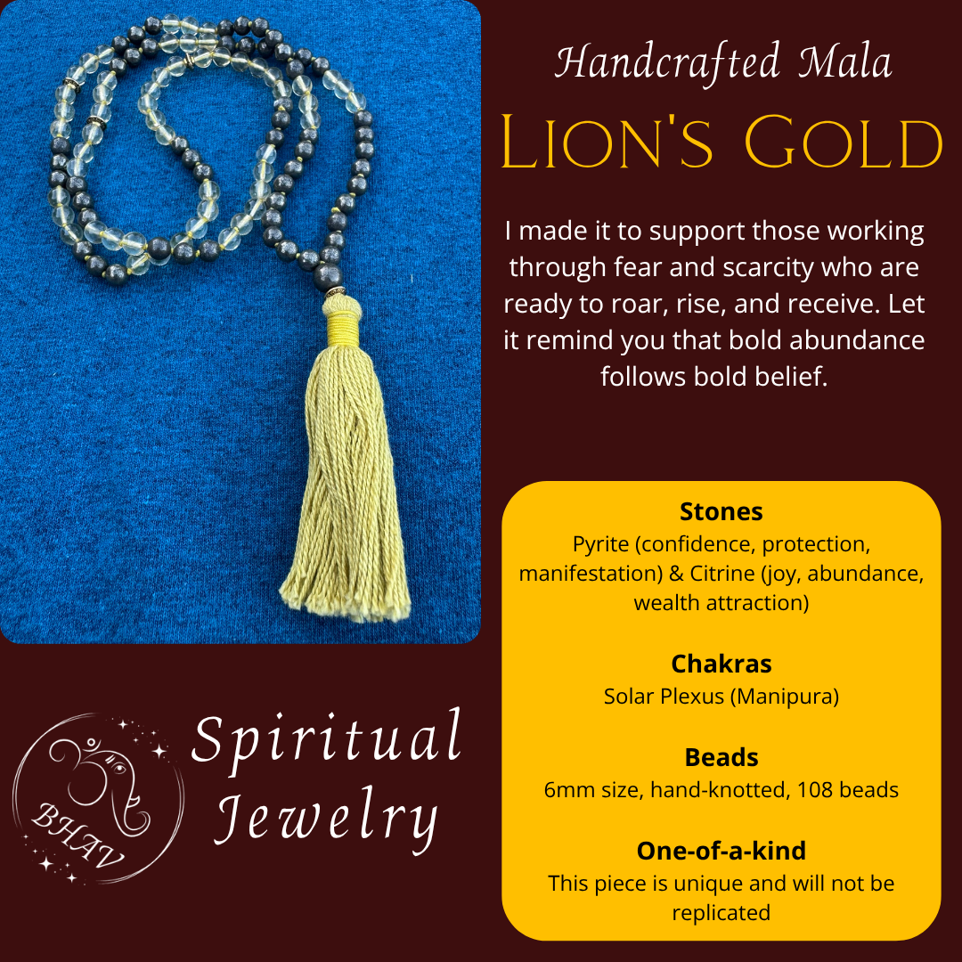 Lions Gold - Pyrite and Citrine 6mm Mala Prayer Beads