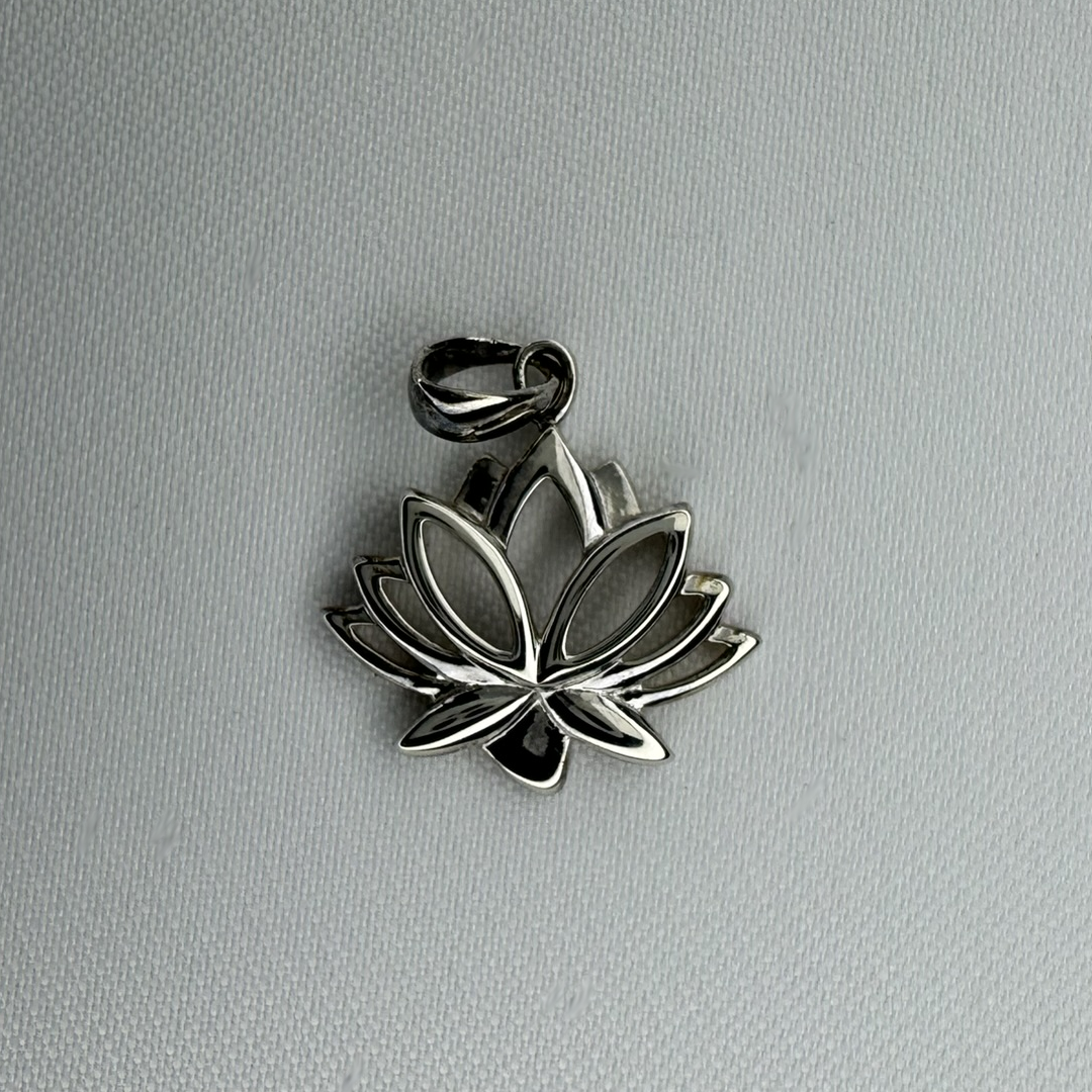 Large Lotus Sterling Silver Pendant