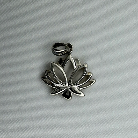 Large Lotus Sterling Silver Pendant
