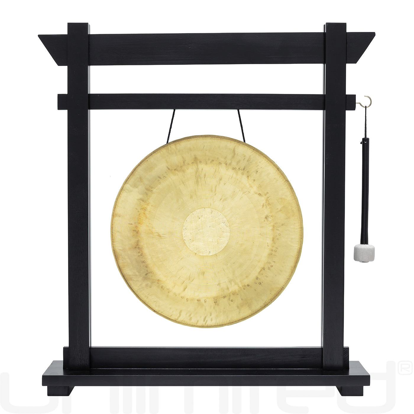 Black Moksha Joe Gong Stand Set - Stand with 14" Gong White