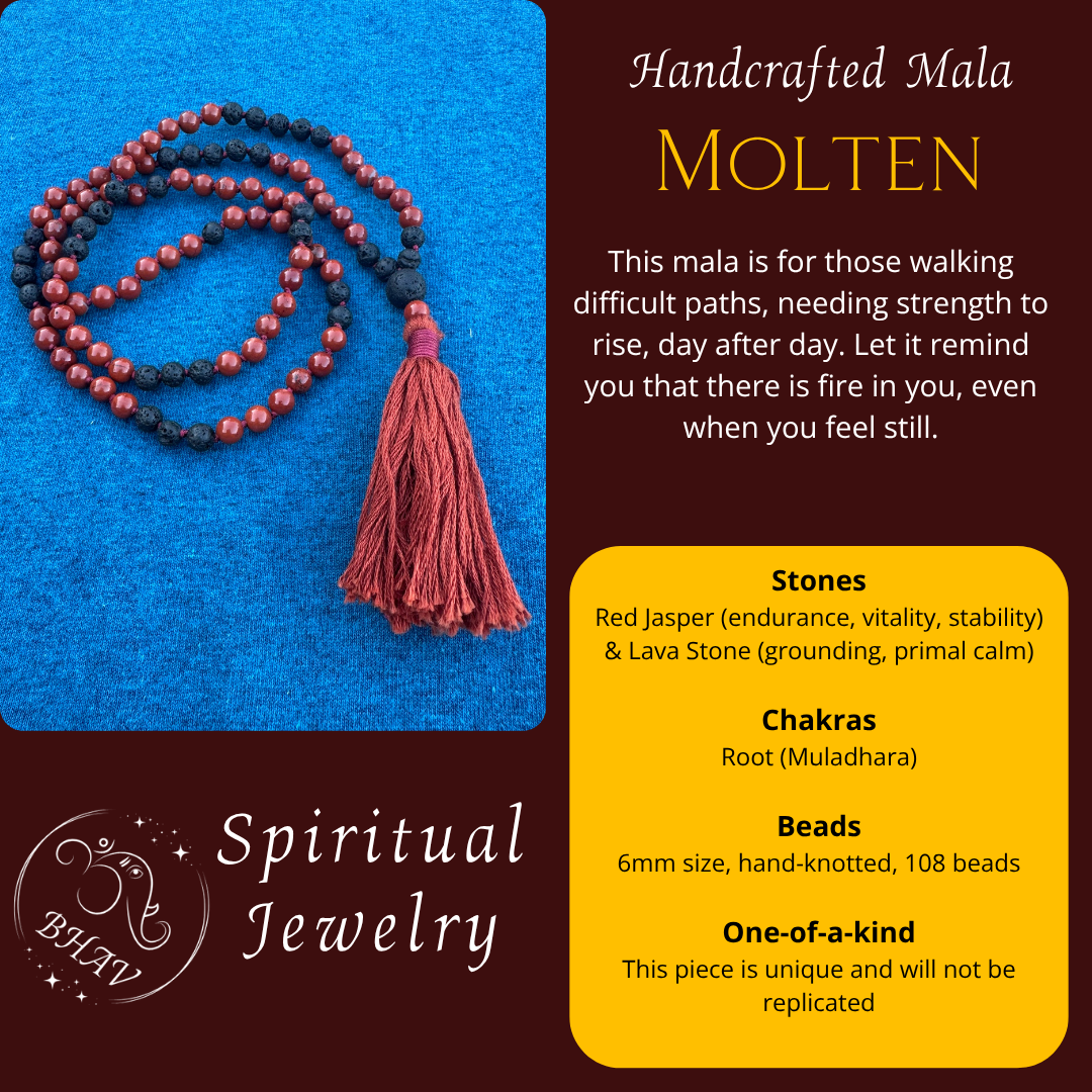 Molten - Red Jasper and Lava Stone 6mm Mala Prayer Beads