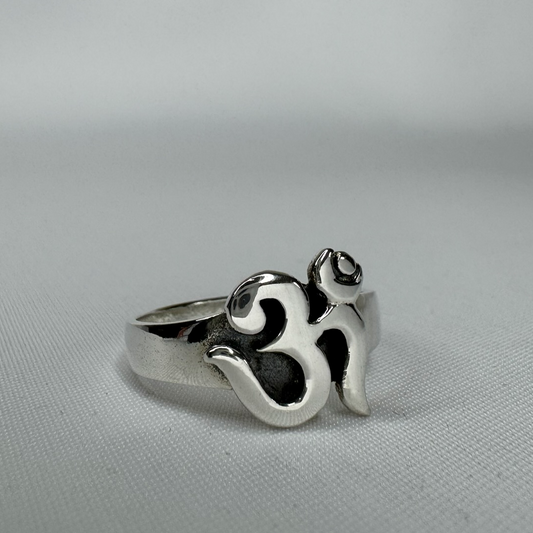 Modern OM Symbol Sterling Silver Ring