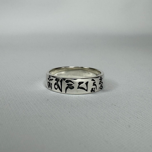 Om Mani Padme Hum Sterling Silver Ring