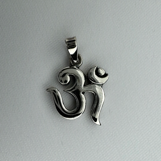 Modern OM Symbol Sterling Silver Pendant