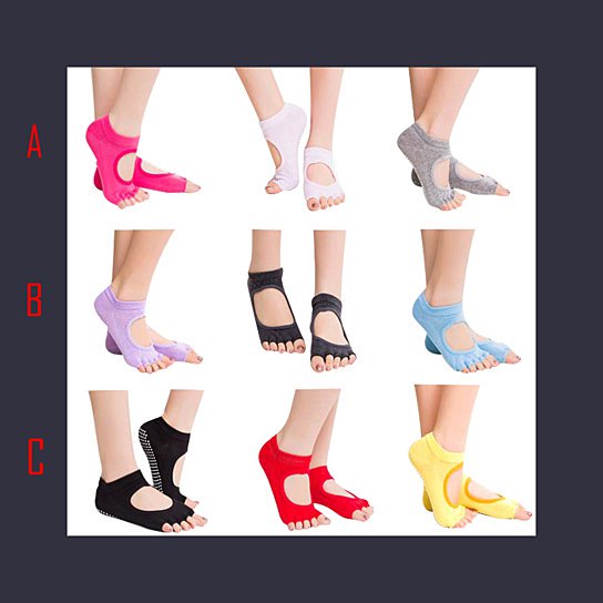 Peep Toe Yoga Socks 3 pack options