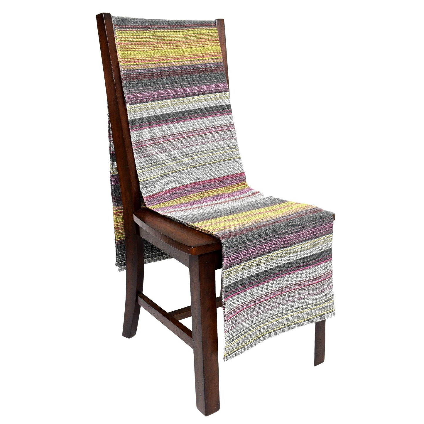 Povoa Grey and Pink Yoga Blanket on Chair