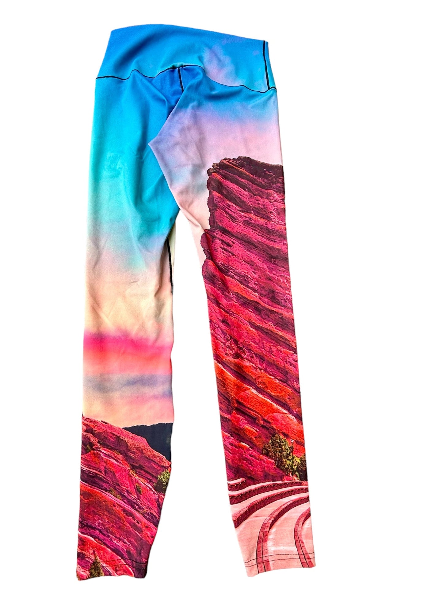 Red Rocks Sunrise Yoga Pants Fold
