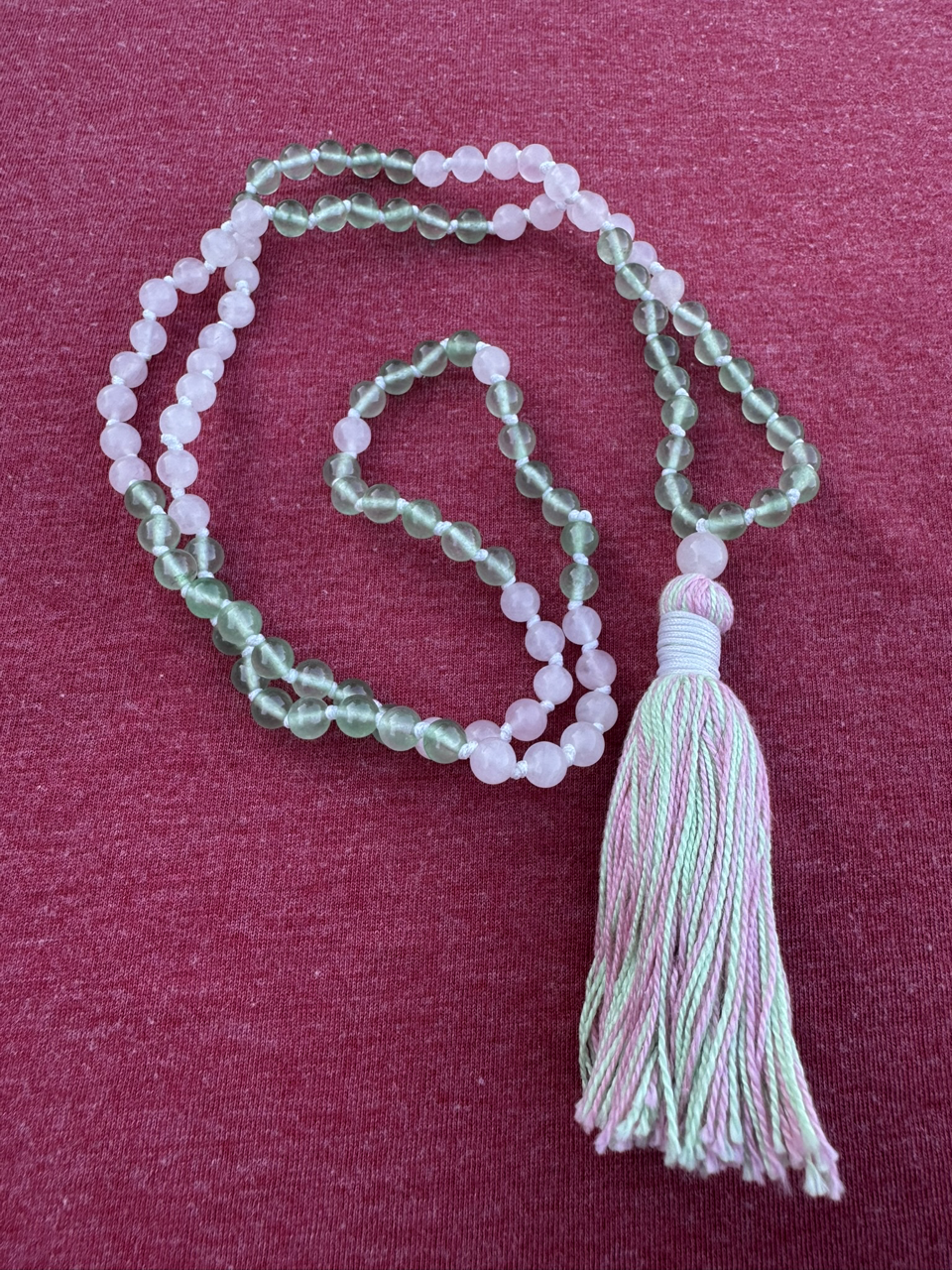 Rose Quartz and Green Aventurine 6mm Mala Prayer Beads