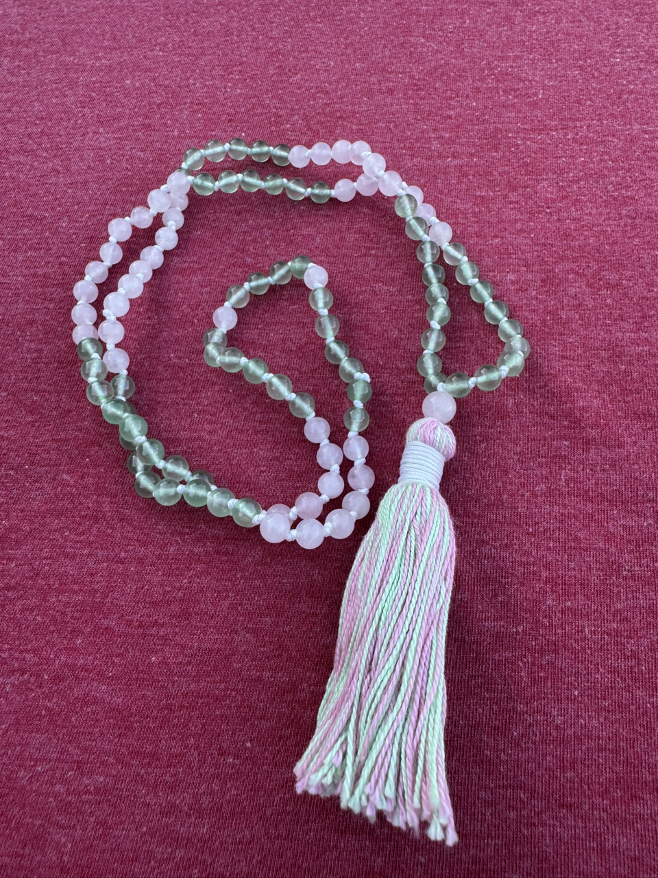 Rose Quartz and Green Aventurine 6mm Mala Prayer Beads Alt