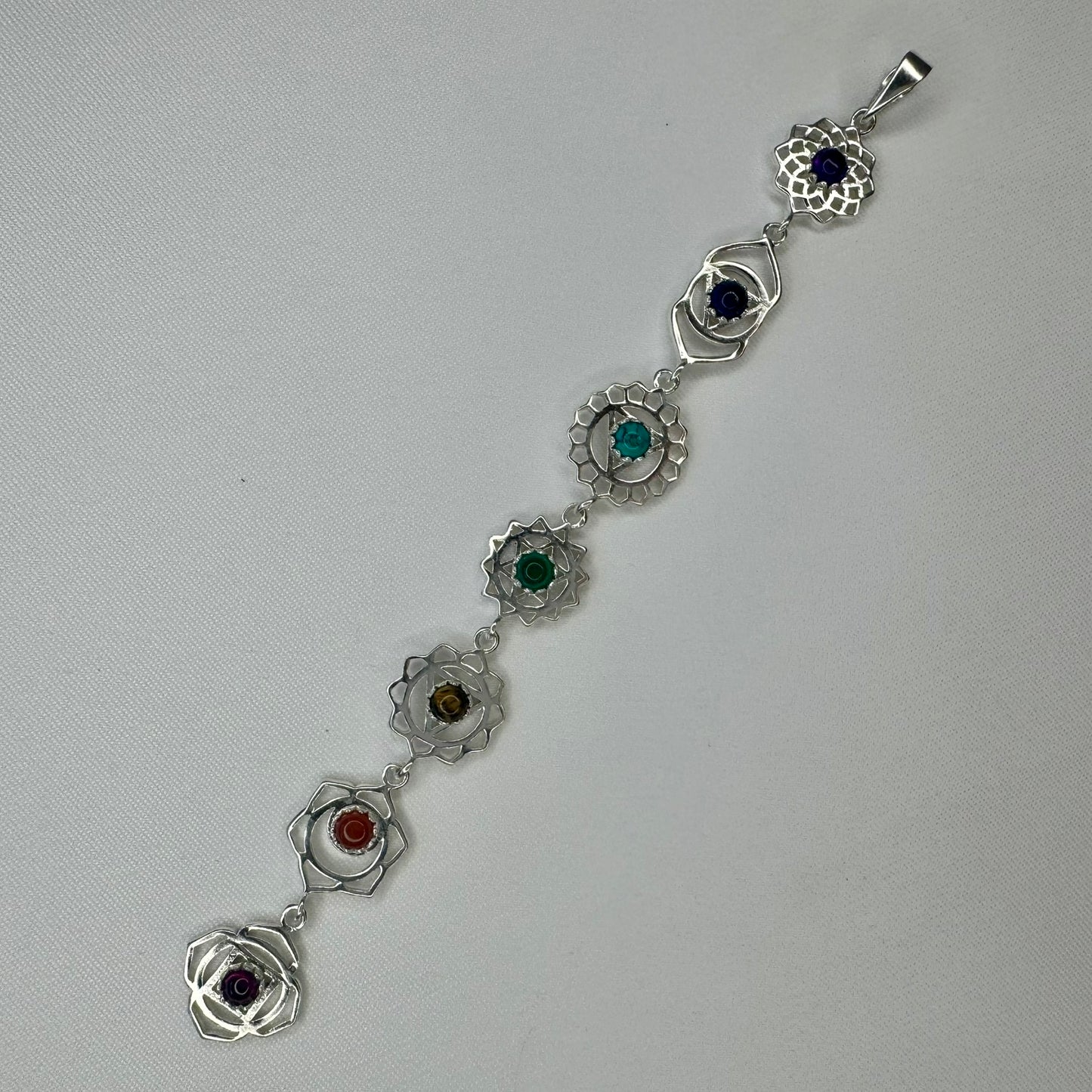 Sterling Silver Chakra Pendant with Gemstones