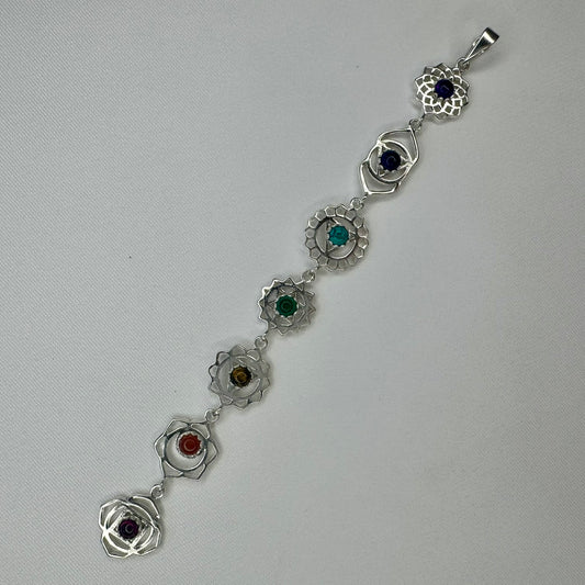 Sterling Silver Chakra Pendant with Gemstones