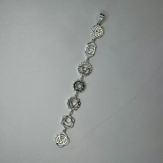 Sterling Silver Chakra Pendant with Lotus Symbols