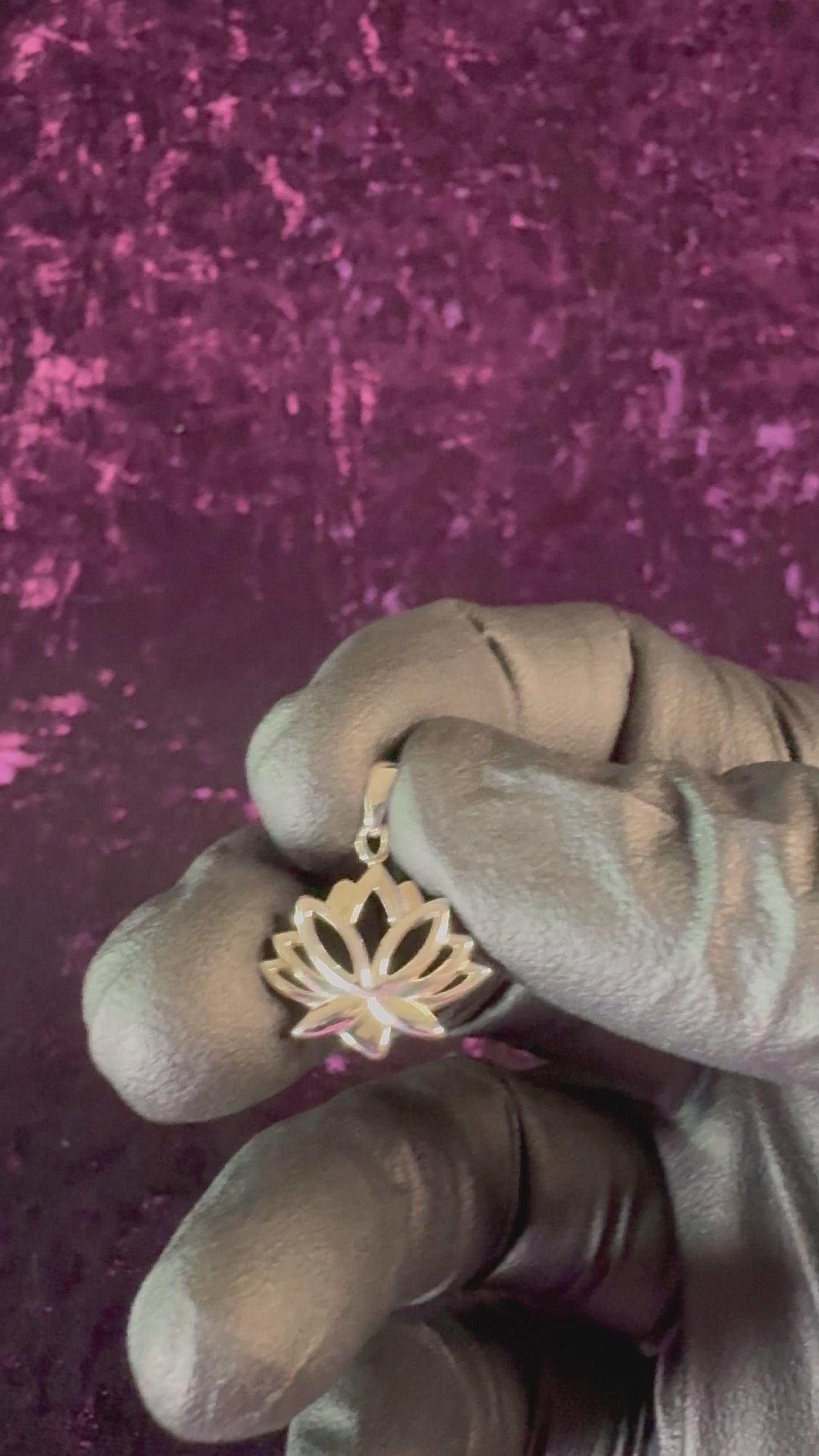 Large Lotus Sterling Silver Pendant in hand