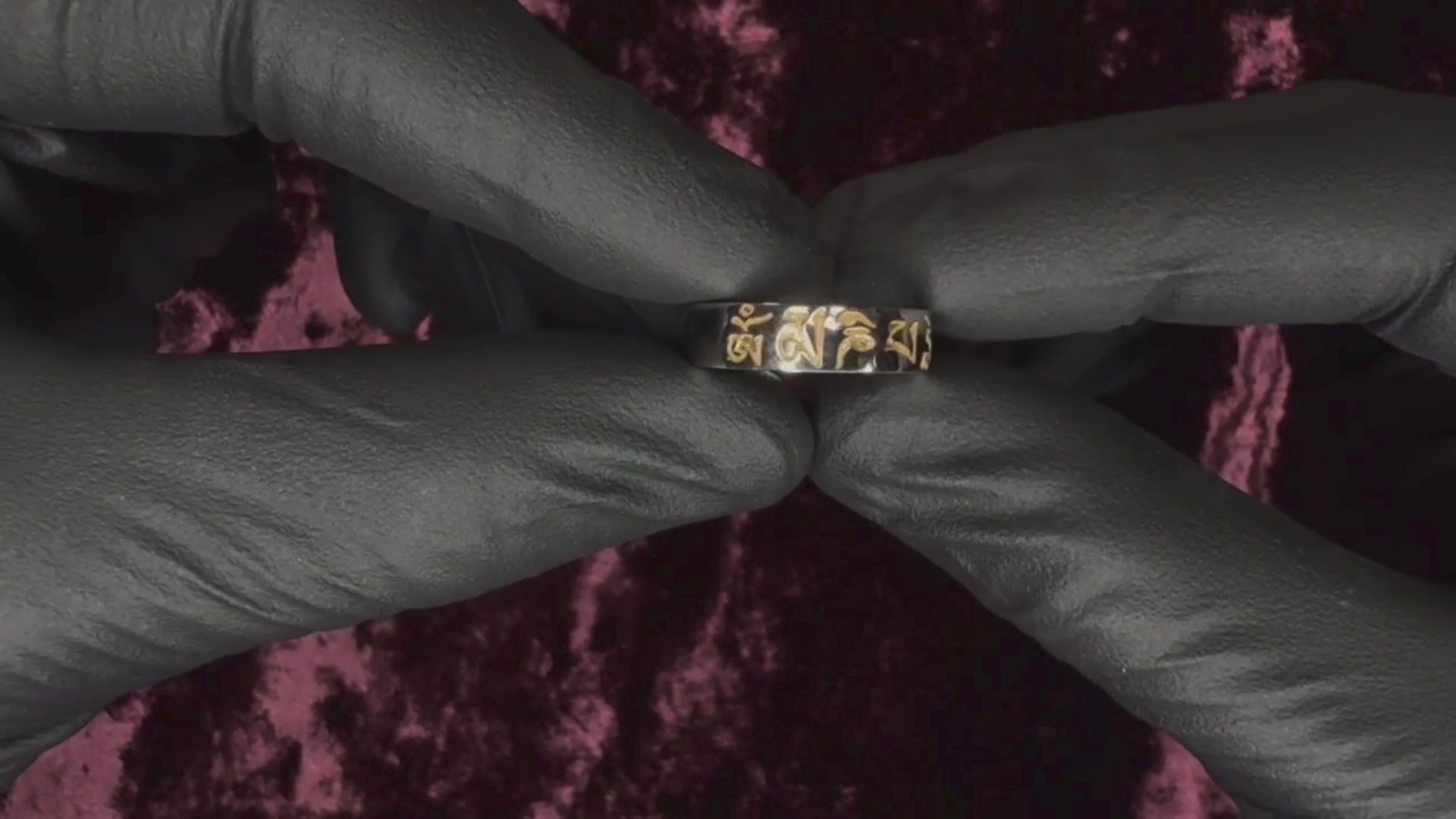 Om Mani Padme Hum Sterling Silver Ring with Gold Inlay Video