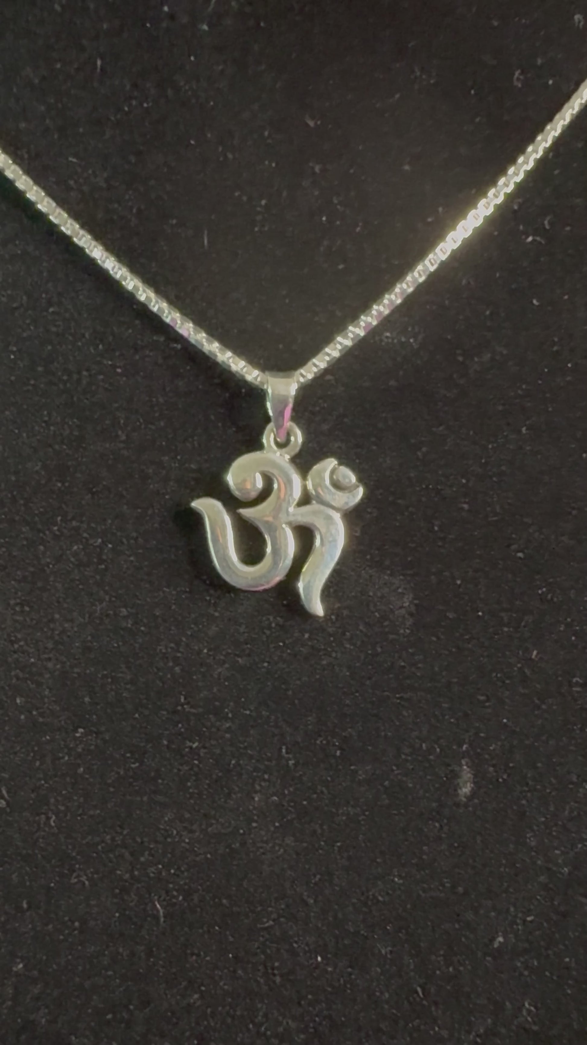 Modern Om Symbol Sterling Silver Pendant shine light