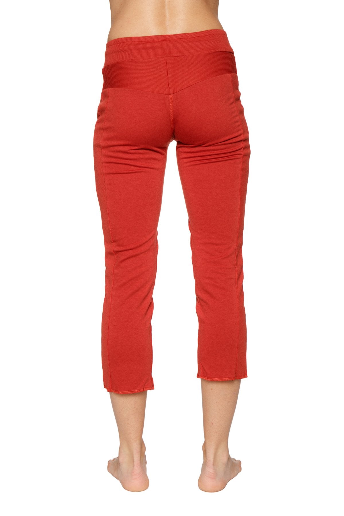 4/5 Length Zipper Pocket Capri Yoga Pants (Cinnabar Red) Back