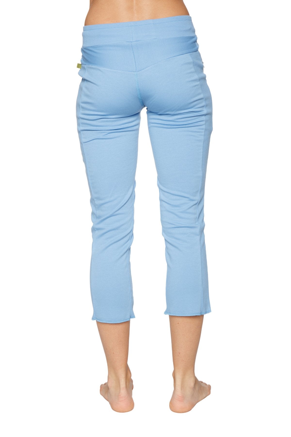 4/5 Length Zipper Pocket Capri Yoga Pant (Sky Blue) Back