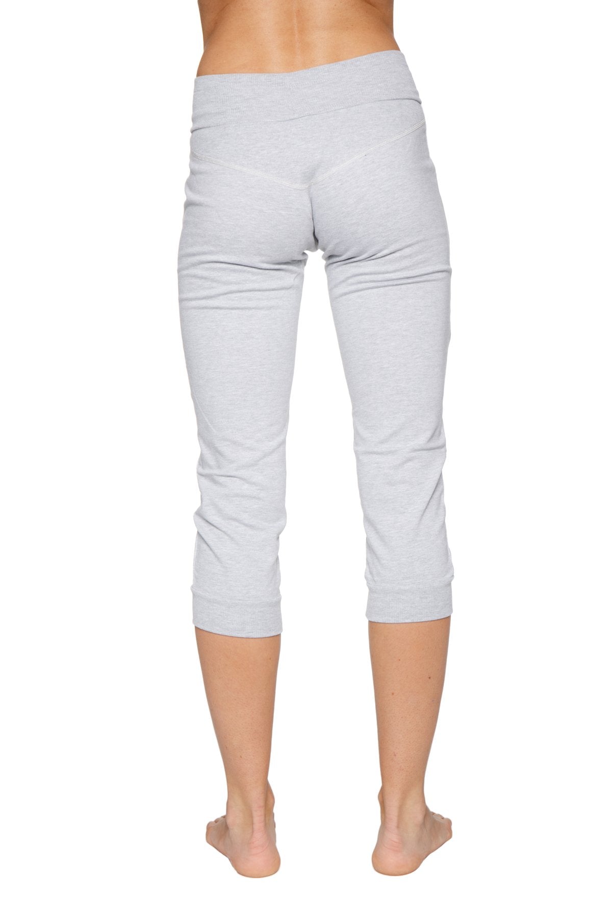 Women's Cuffed Jogger Yoga Pants (Heather Grey) Back