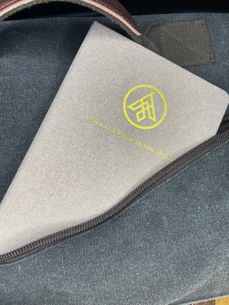Inner Hero Yoga Journal Asivana Yoga in bag ready to go anywhere