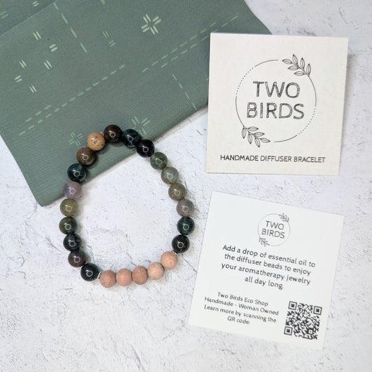 Fancy Jasper & Rosewood Bracelet – Essential Oil Diffuser Bracelet