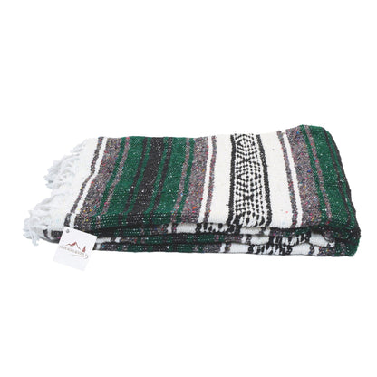 Green Mexican Falsa Yoga Blanket Side Fold