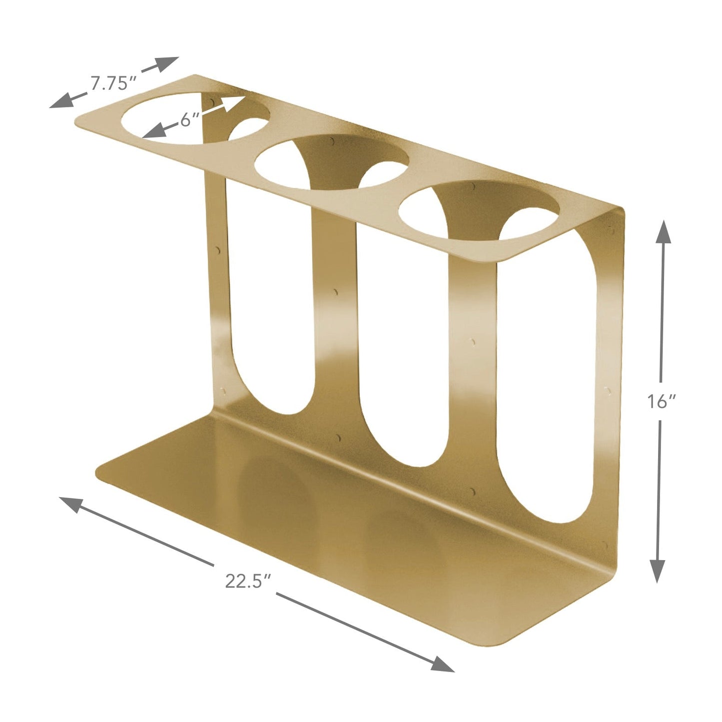 Yoke Yoga Mat Wall Bracket | Holds 3 Mats/Rollers Gold Dimensions