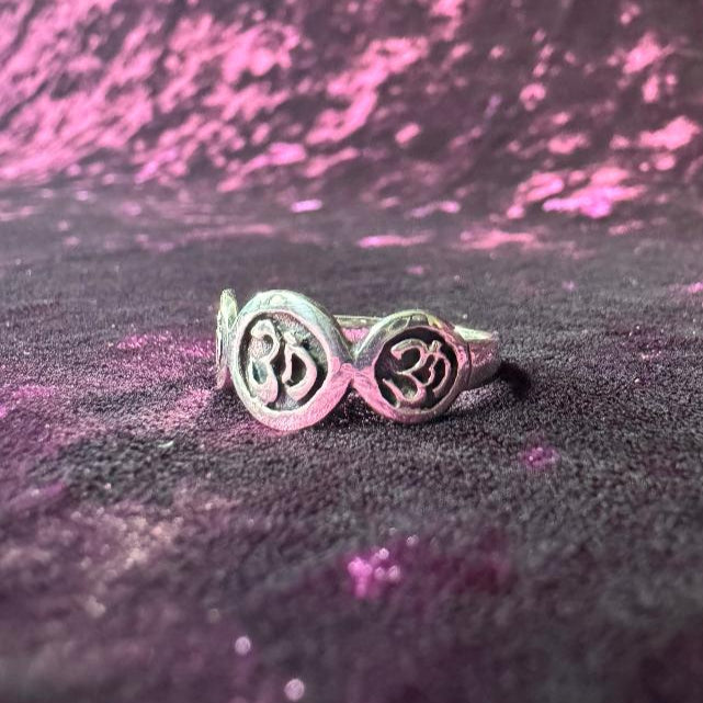 3 OM Symbols Sterling Silver Ring