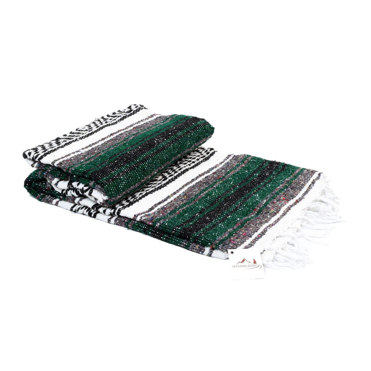 Green Mexican Falsa Yoga Blanket Laid Out