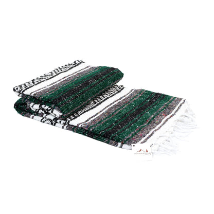 Green Mexican Falsa Yoga Blanket Laid Out