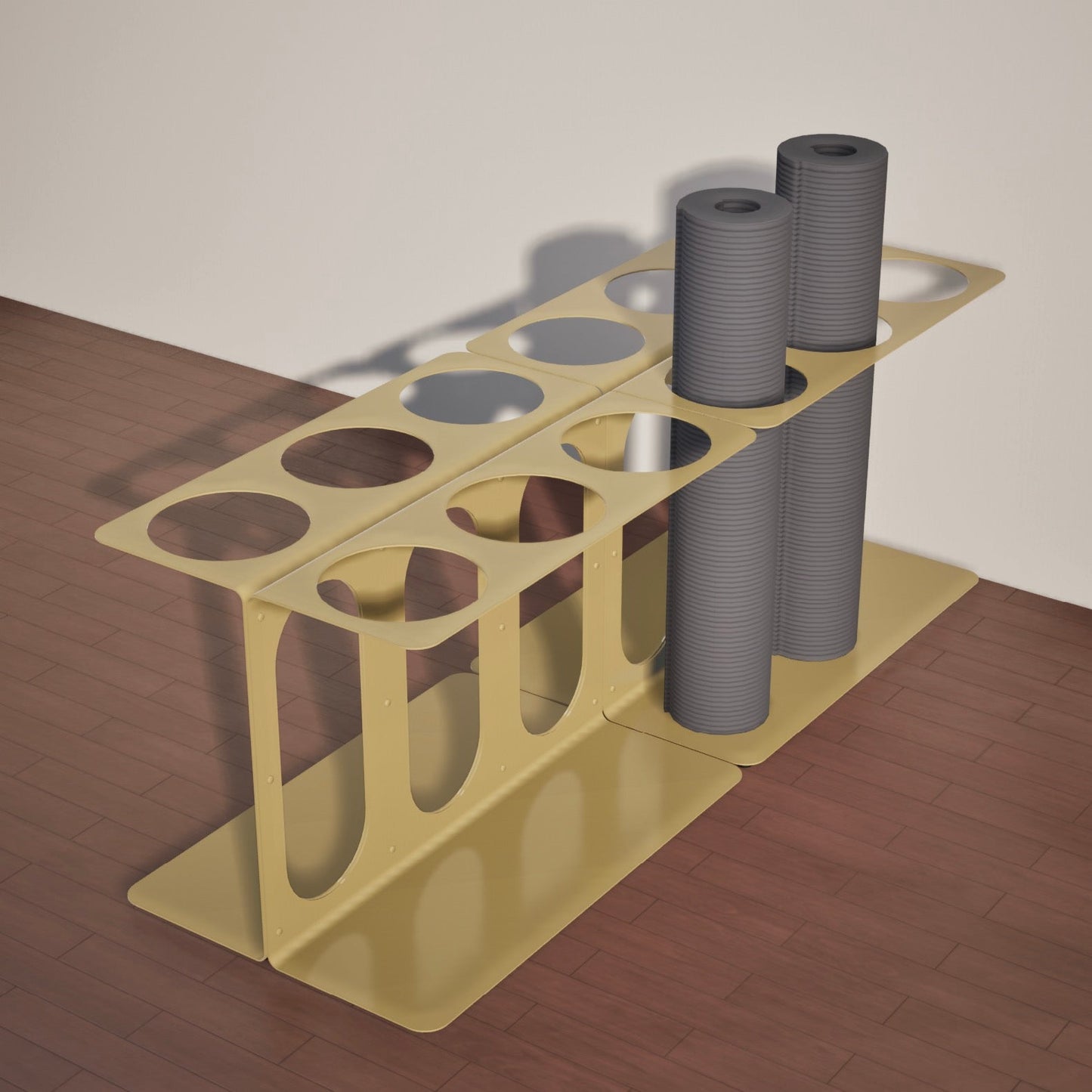Yoke Yoga Mat Floor Stand | Holds 6 Mats/Rollers Gold Together