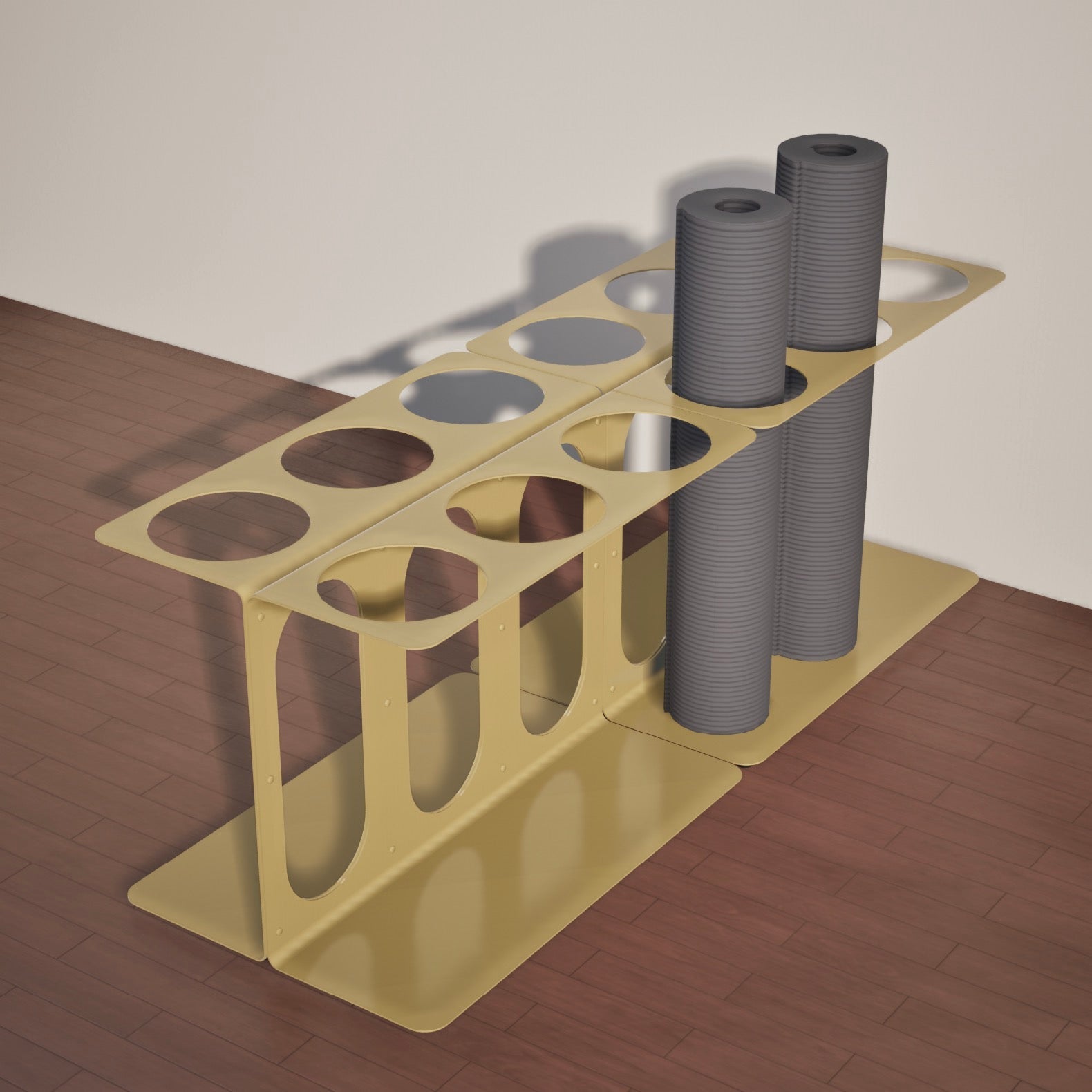 Yoke Yoga Mat Floor Stand | Holds 6 Mats/Rollers Gold Together