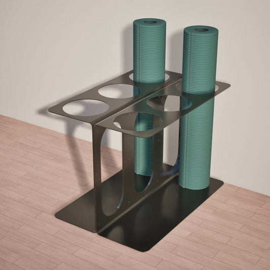 Yoke Yoga Mat Floor Stand | Holds 6 Mats/Rollers Black