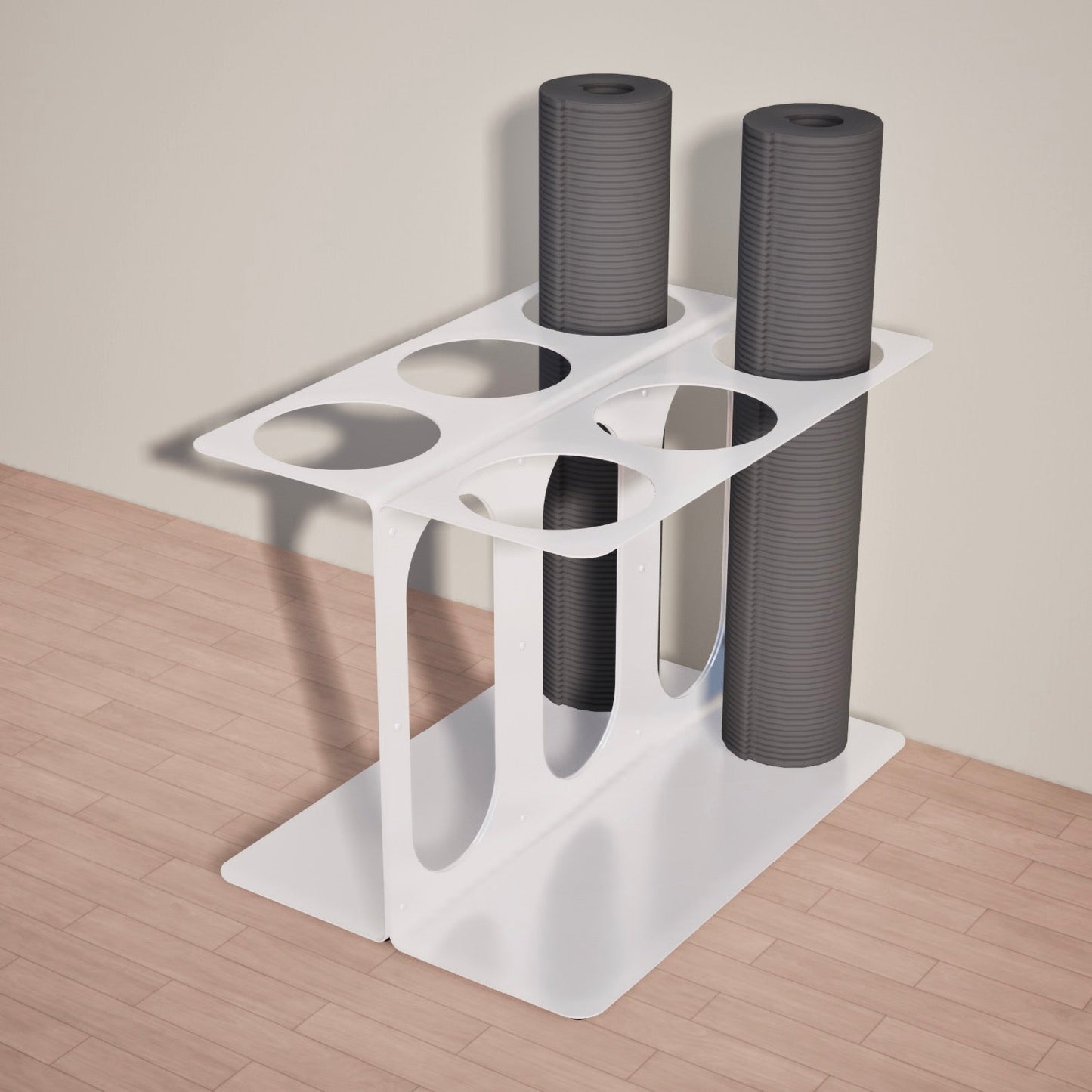 Yoke Yoga Mat Floor Stand | Holds 6 Mats/Rollers White