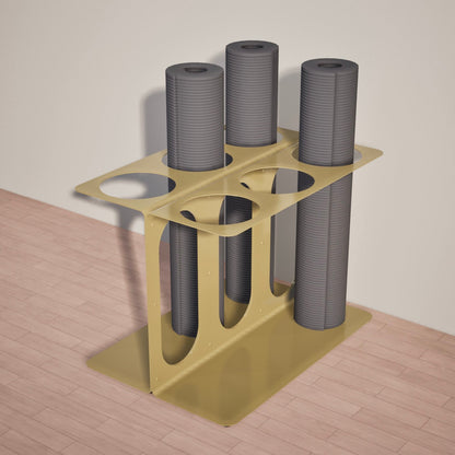Yoke Yoga Mat Floor Stand | Holds 6 Mats/Rollers Gold