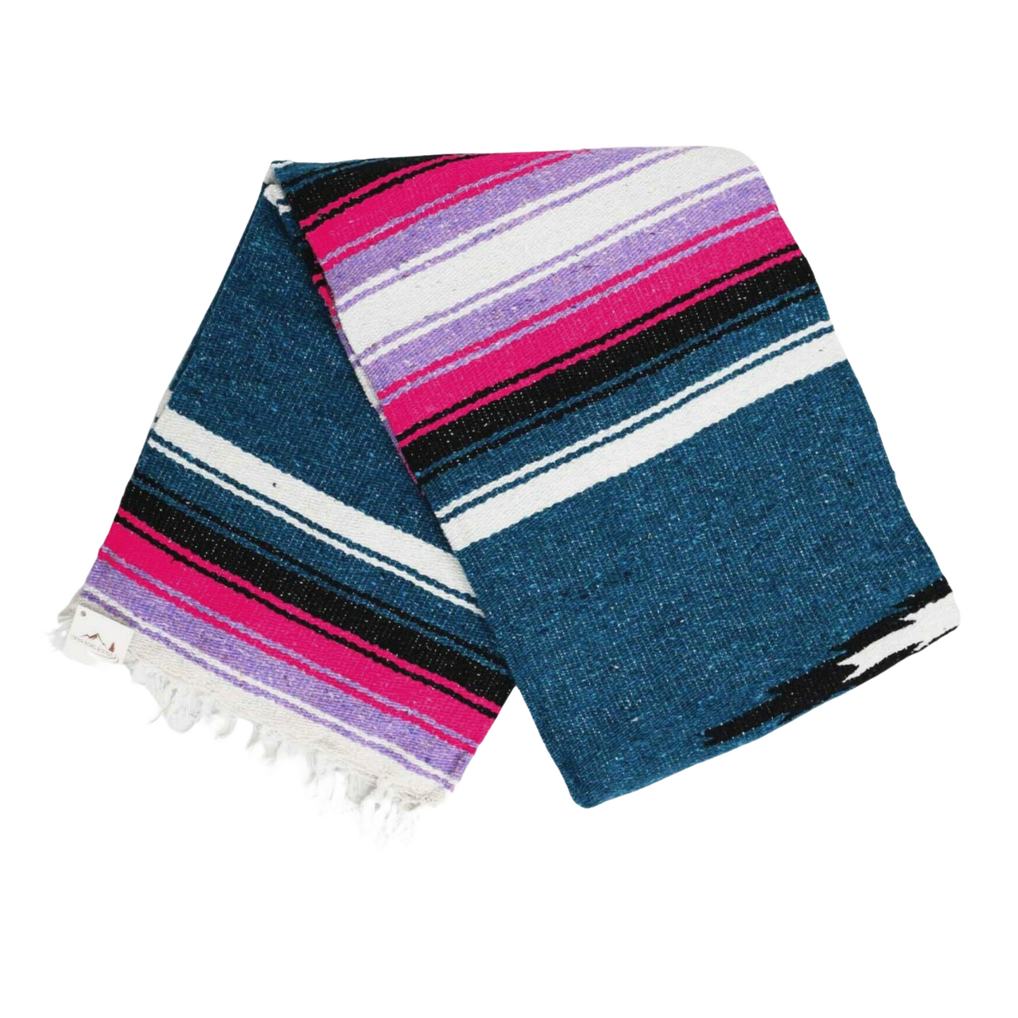 Aegean Blue & Pink Baja Diamond Yoga Blanket