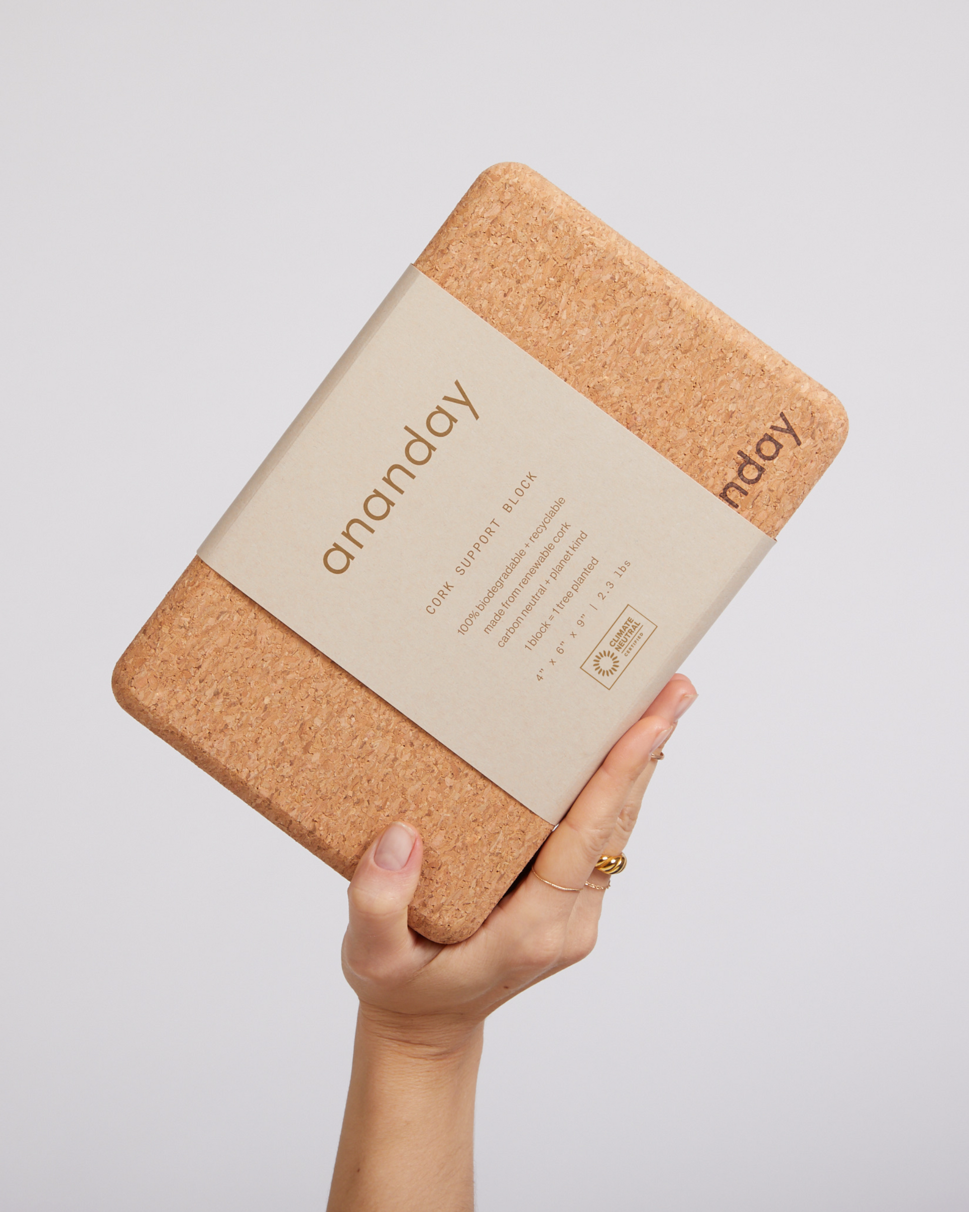 Cork Yoga Block Set By Ananday in Hand