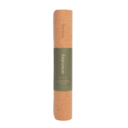 Ananday Cork Yoga Mat with Label
