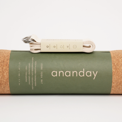 Ground + Stretch Cork Yoga Mat + Yoga Strap Bundle
